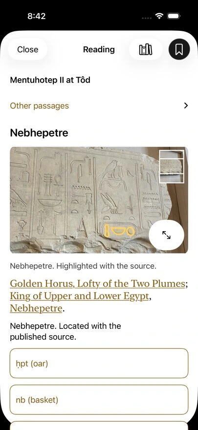 Glyphy highlights ancient signs and returns the reading